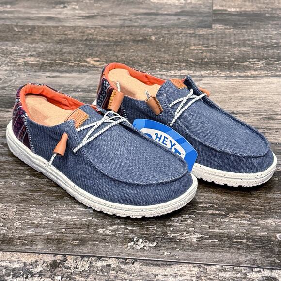 Hey Dude Shoes Wendy Funk Baja Slip On Loafer Womens Size 7 Navy Blue Casual NIB